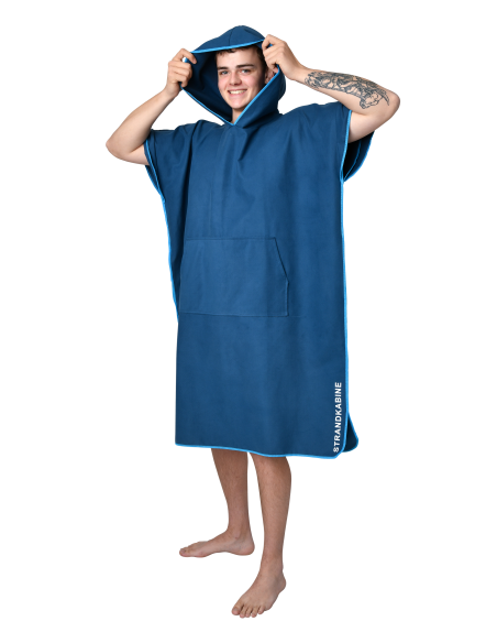 Poncho (L) – avec capuche – bleu